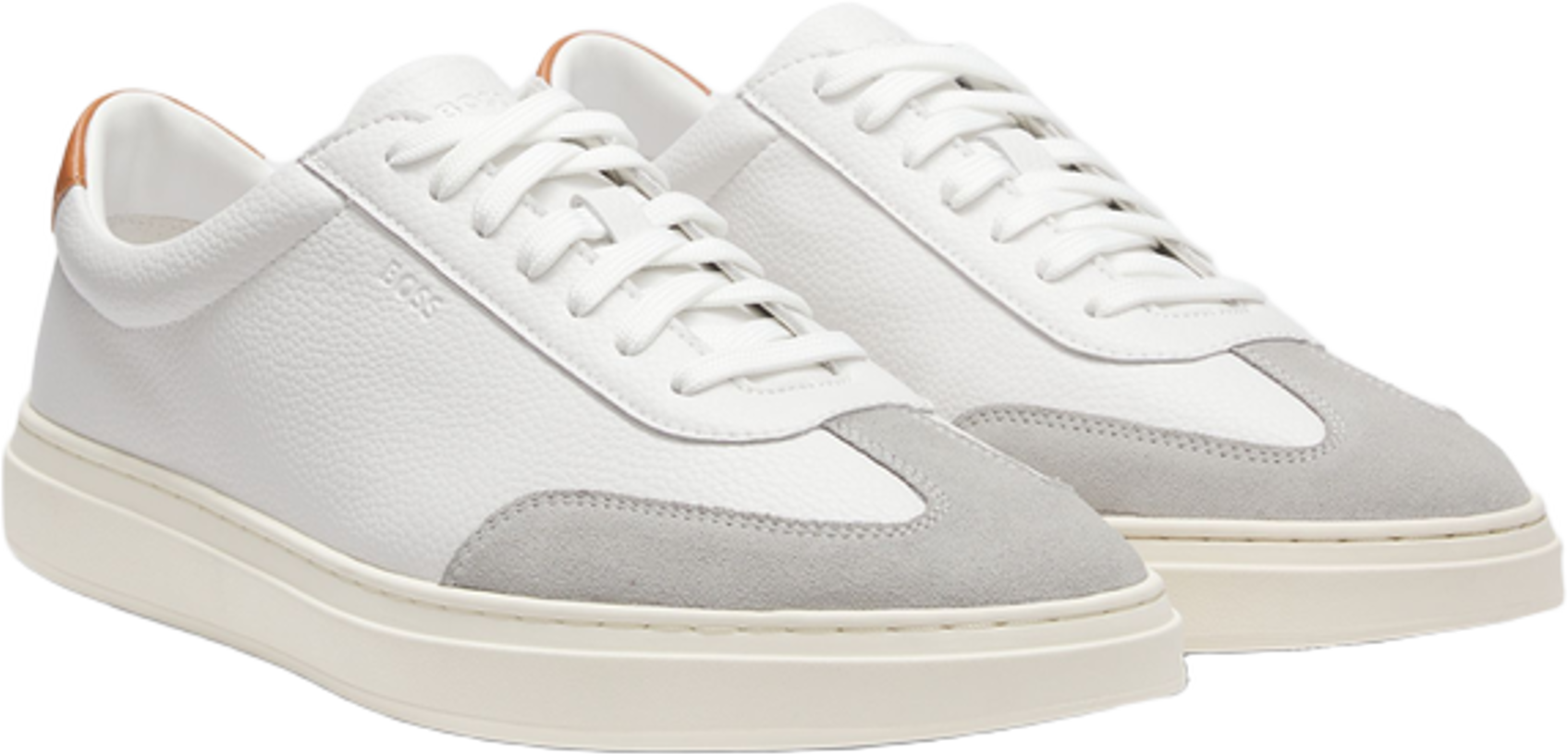 Hugo Boss Grained-Leather Trainers With Contrast Backtab