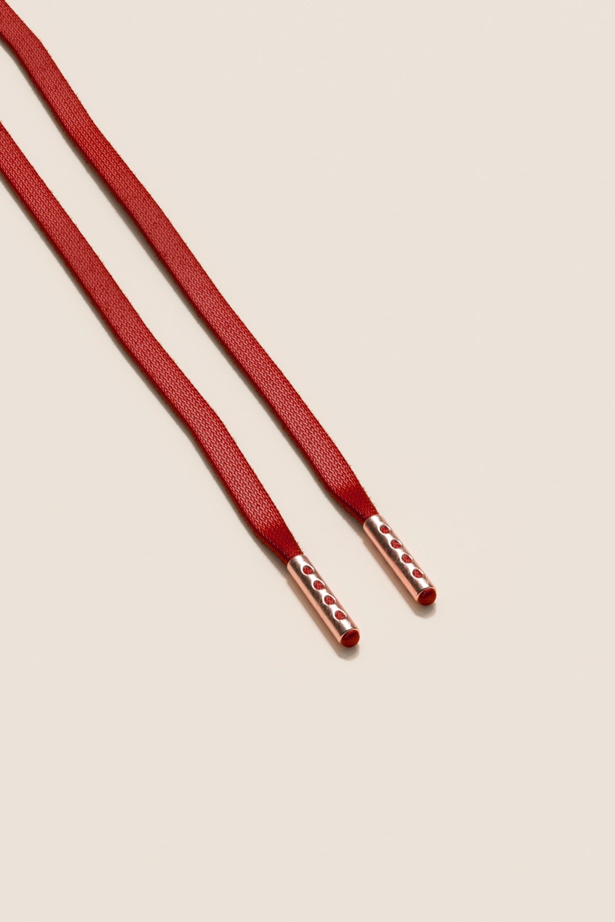 Senkels Cherry 3mm Flat Waxed Shoelaces with Rose Gold Aglets