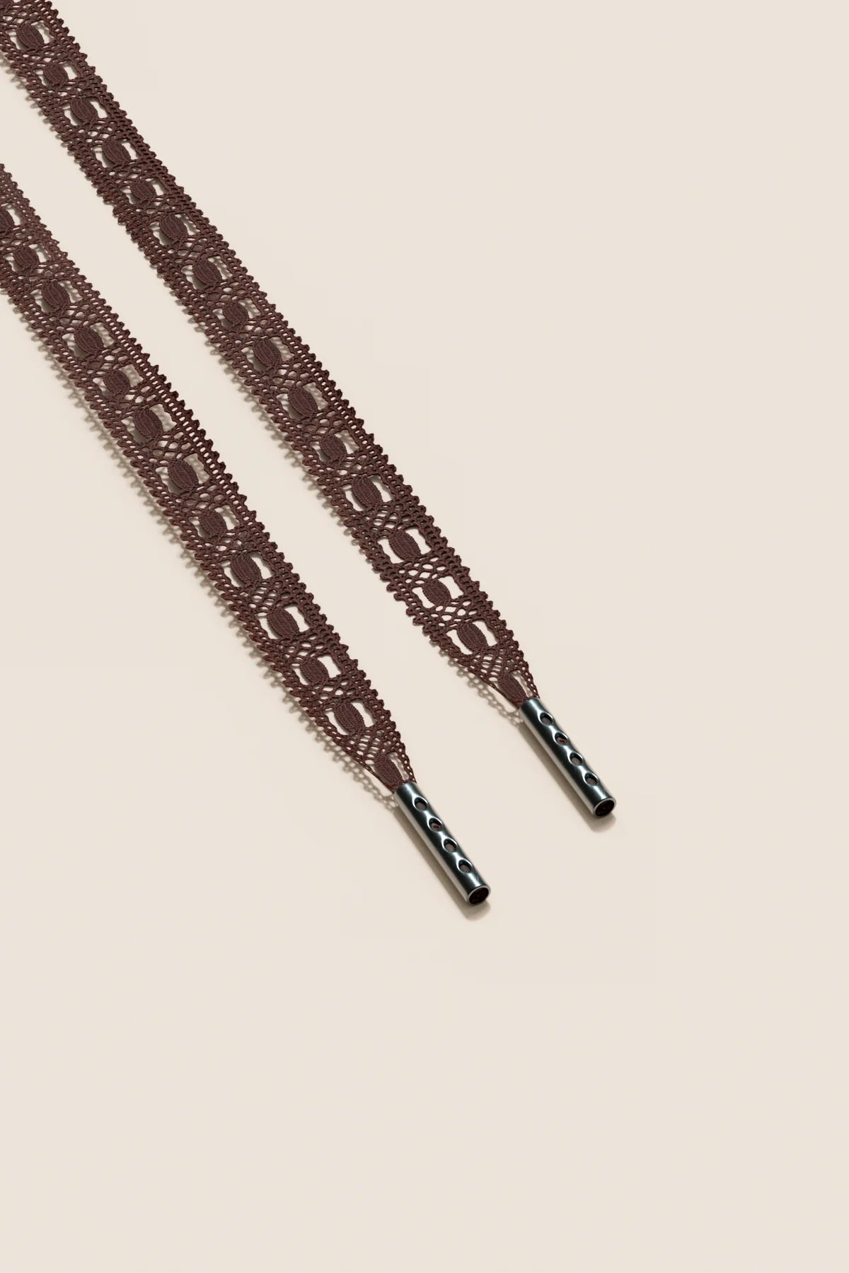 Senkels Chocolate Brown Crochet Shoelaces with Black Nickel Aglets