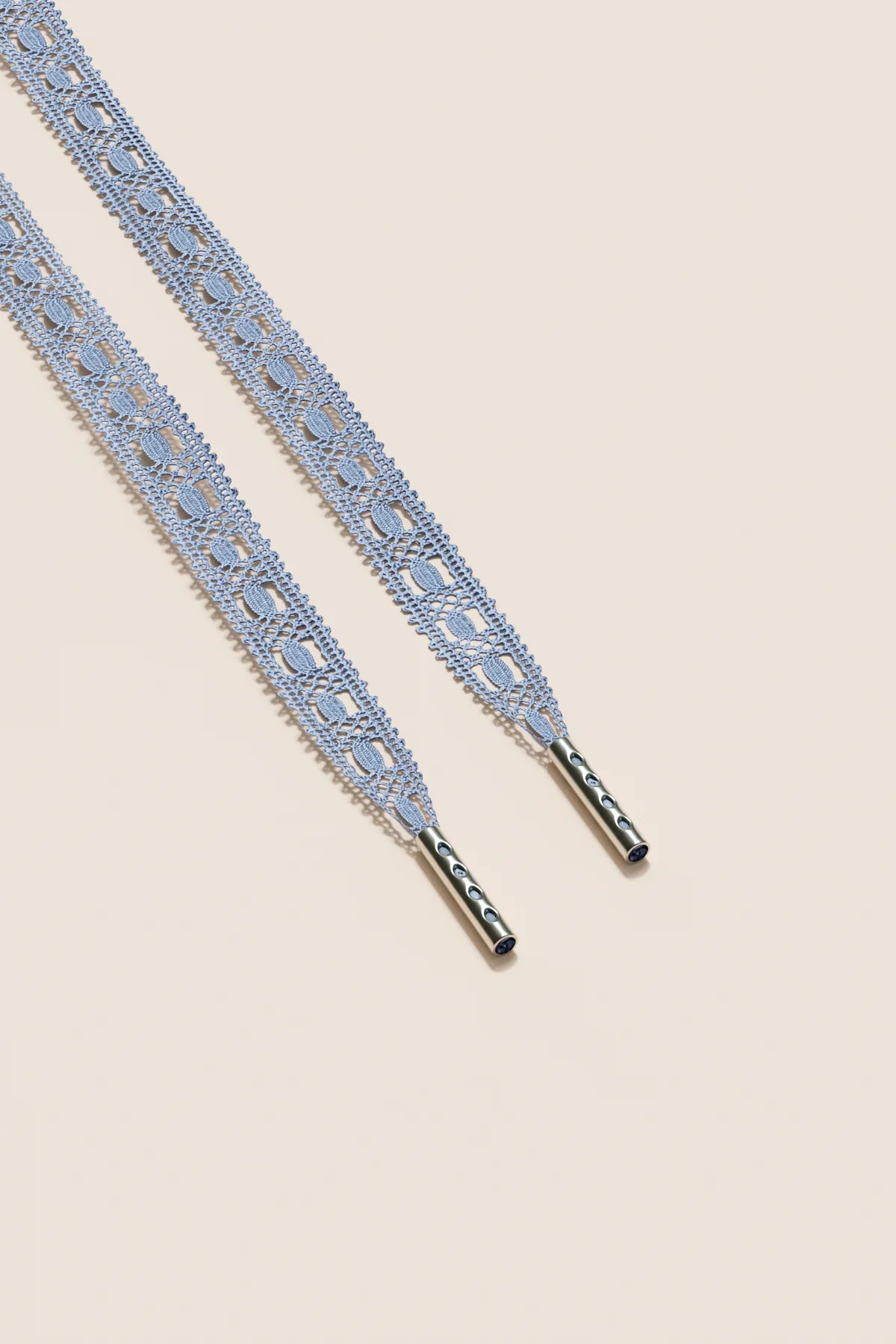Senkels Light Blue Crochet Shoelaces with Nickel Aglets