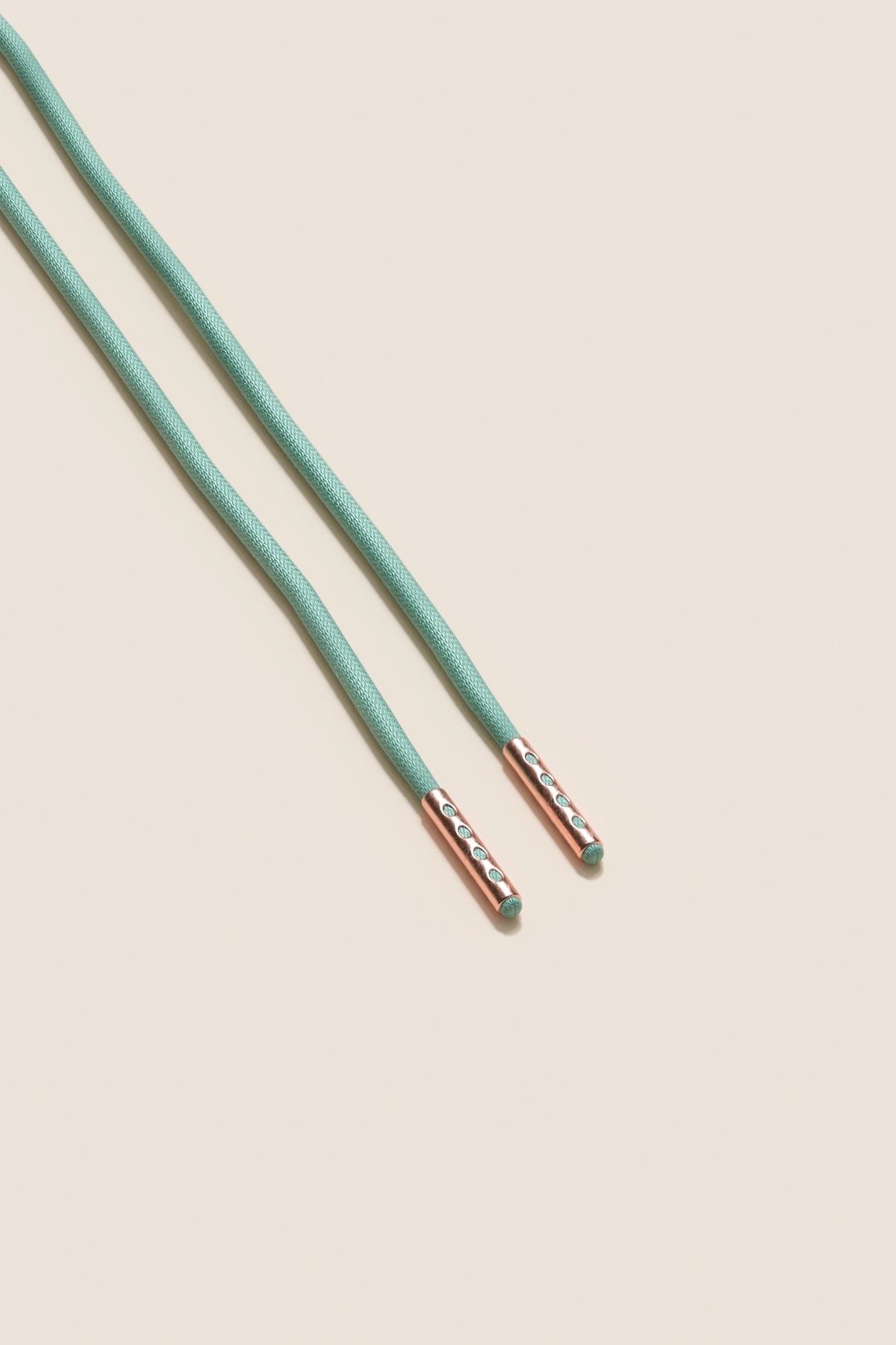 Senkels Mint Green 2.5mm Round Waxed Shoelaces with Rose Gold Aglets