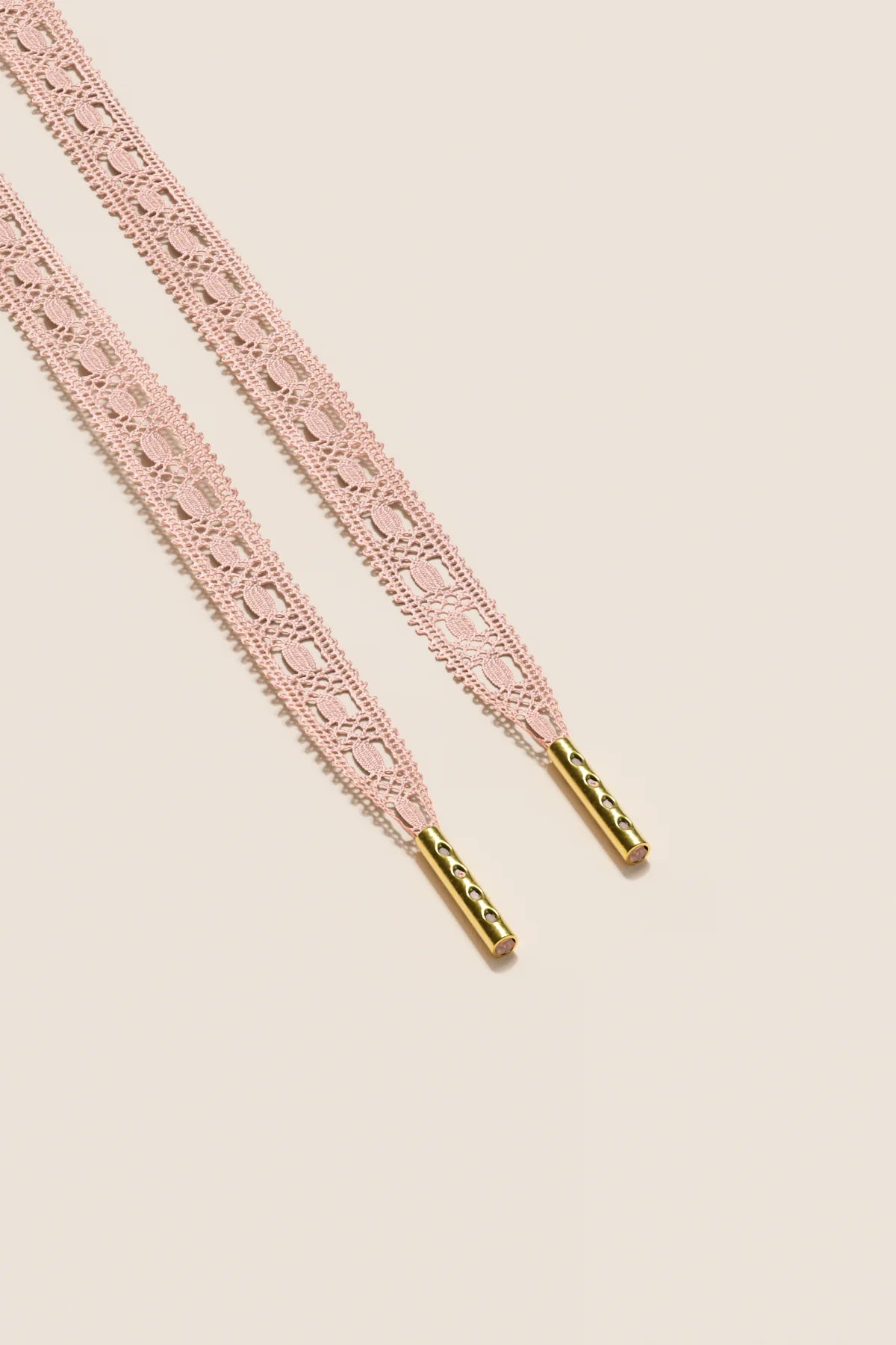 Senkels Salmon Crochet Shoelaces with Gold Aglets