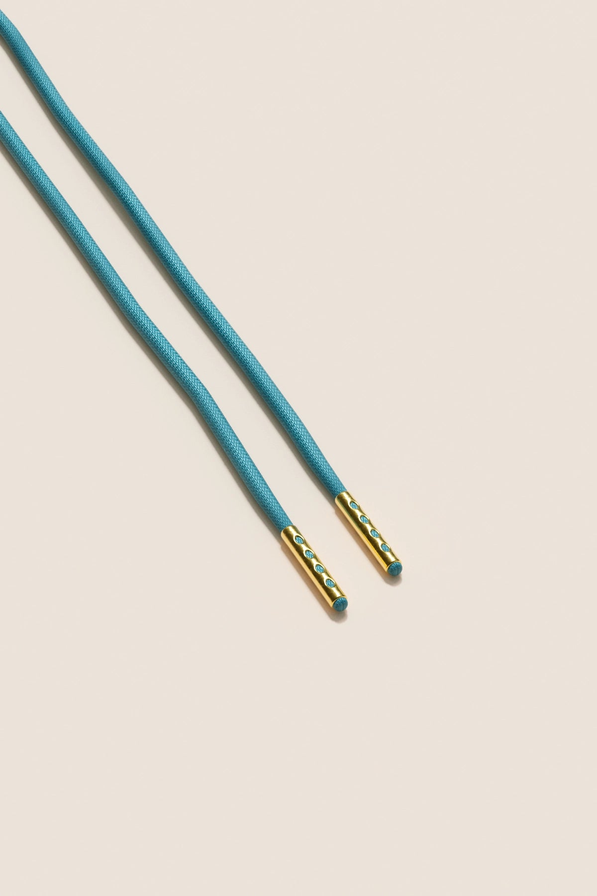Senkels Turquoise 2.5mm Round Waxed Shoelaces with Gold Aglets