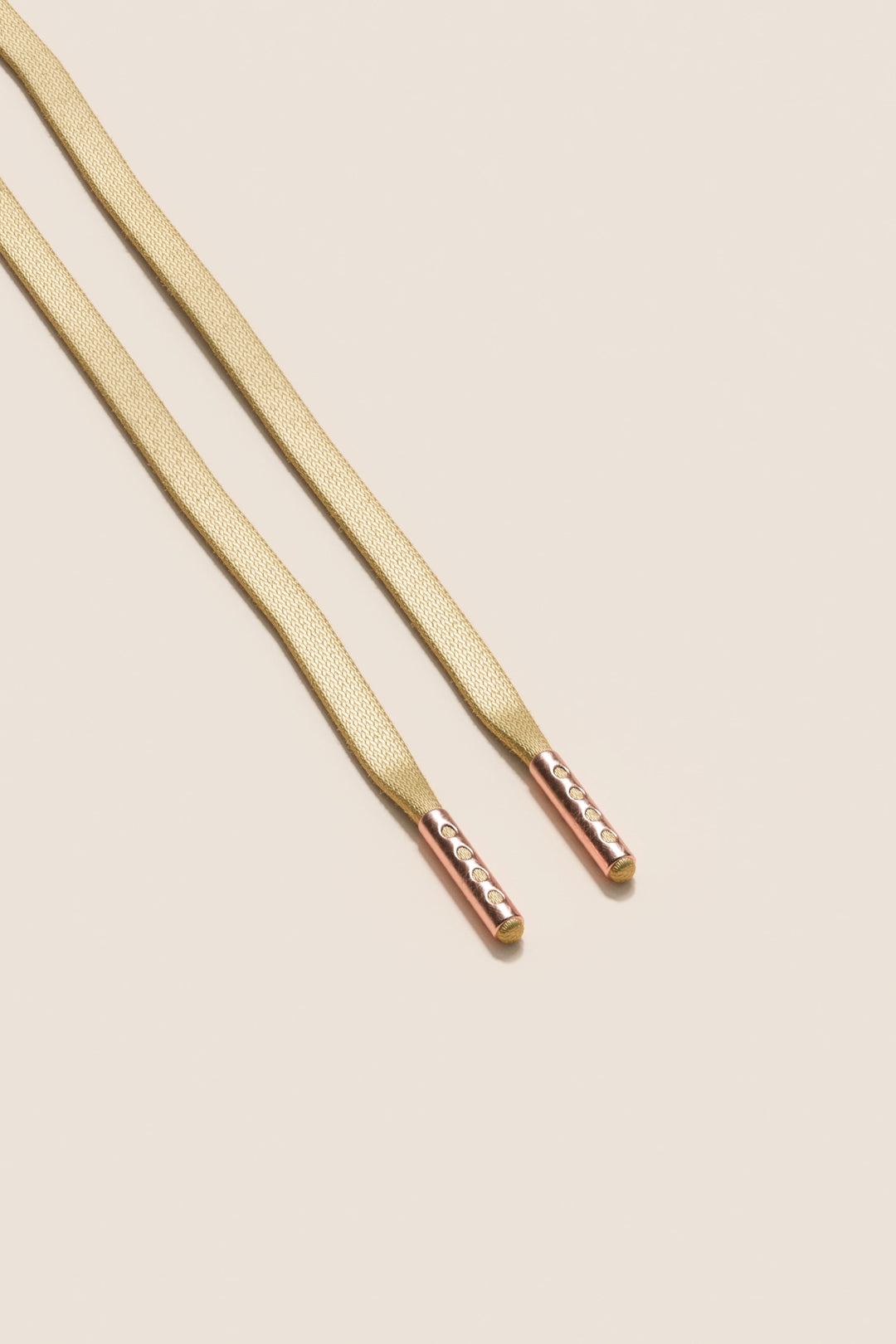 Senkels Champagne 3mm Flat Waxed Shoelaces with Rose Gold Aglets