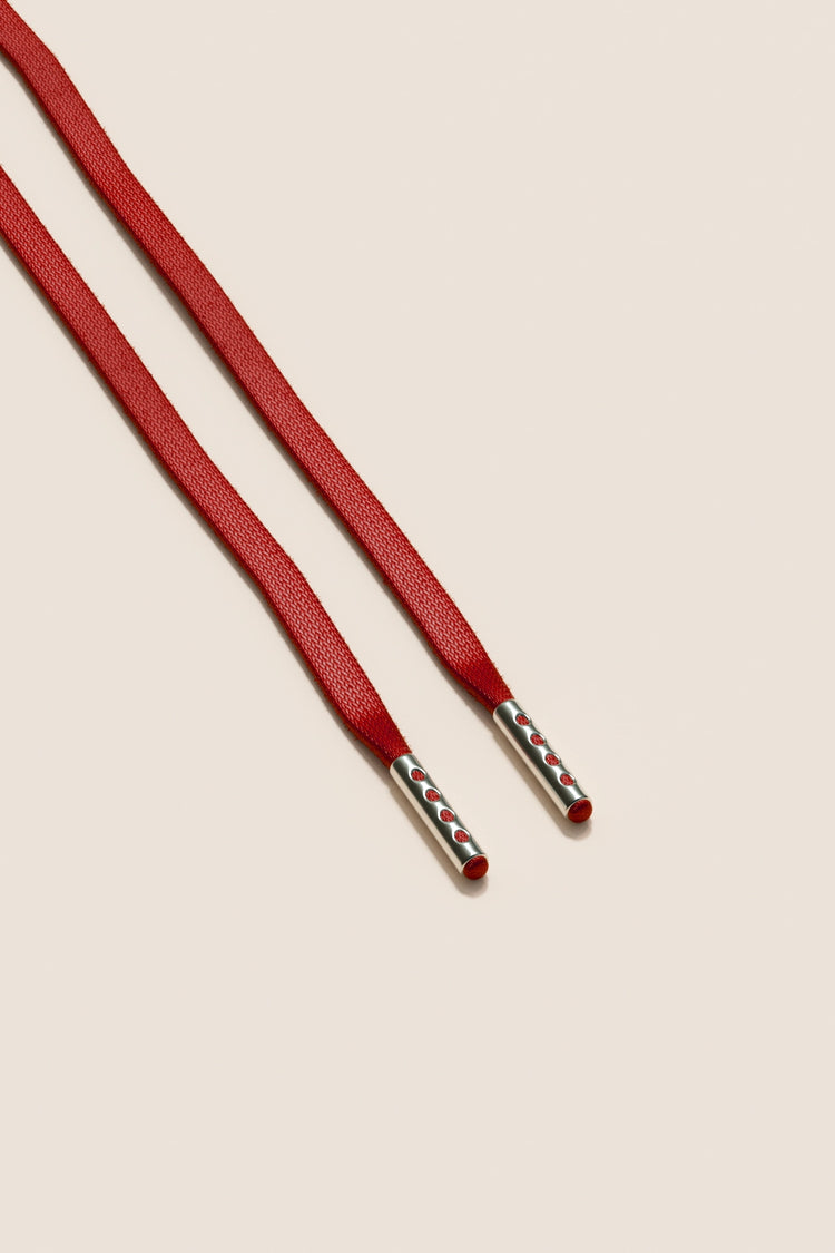 Senkels Cherry 3mm Flat Waxed Shoelaces with Nickel Aglets