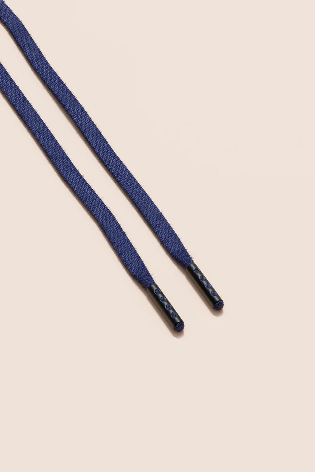 Senkels Dark Blue 3mm Flat Waxed Shoelaces with Black Matte Aglets