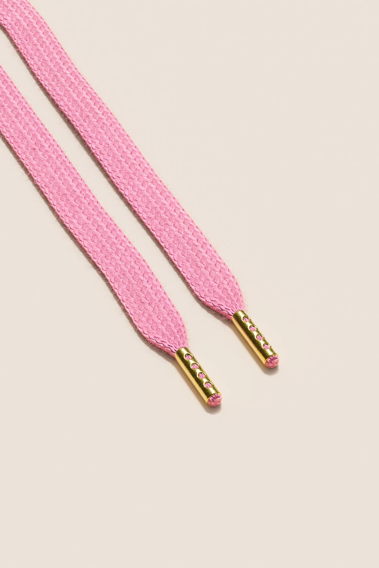 Senkels Flamingo Pink Sneaker Shoelaces with Gold Aglets