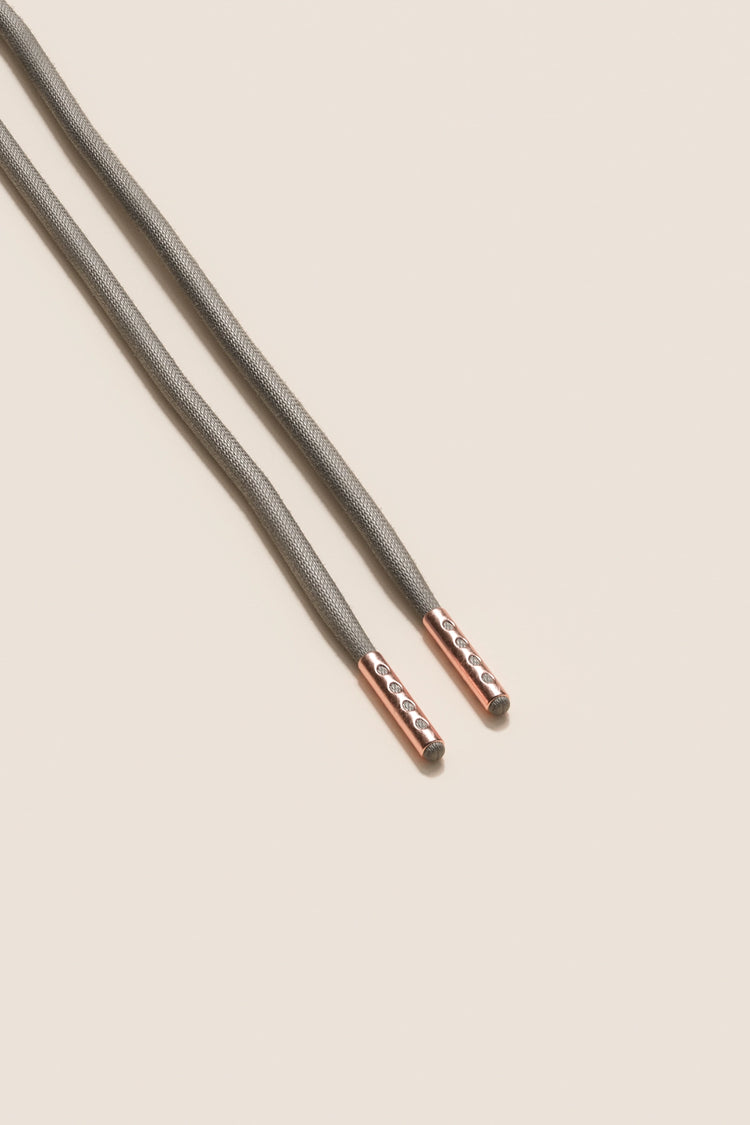 Senkels Graphite Grey 4mm Round Waxed Shoelaces with Rose Gold Aglets