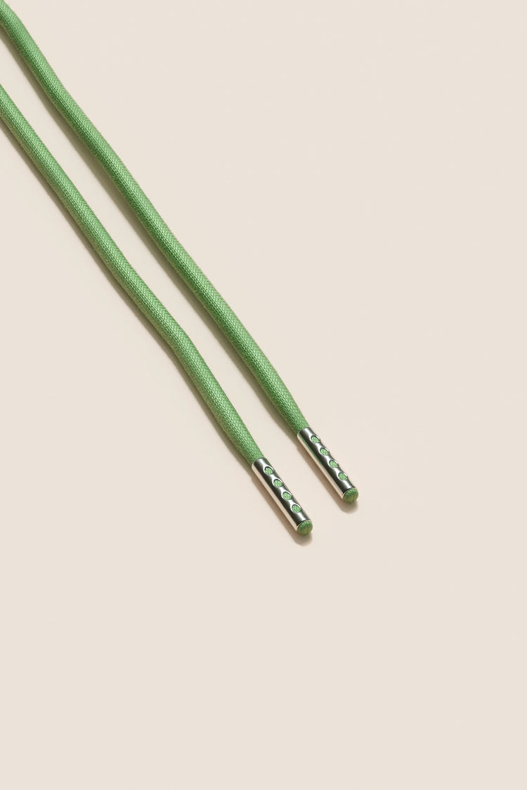 Senkels Grass Green 4mm Round Waxed Shoelaces with Nickel Aglets