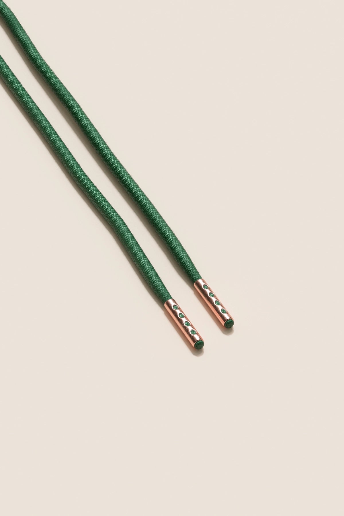 Senkels Hunter Green 4mm Round Waxed Shoelaces with Rose Gold Aglets