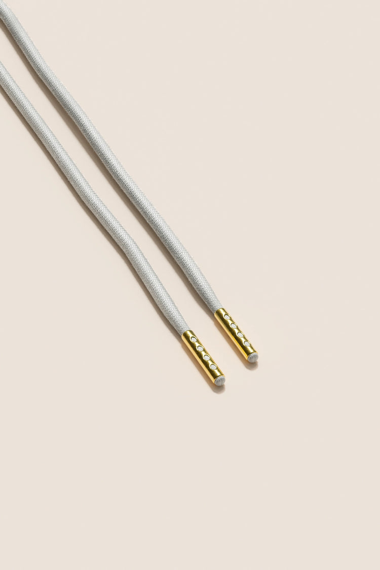 Senkels Light Grey 4mm Round Waxed Shoelaces with Gold Aglets