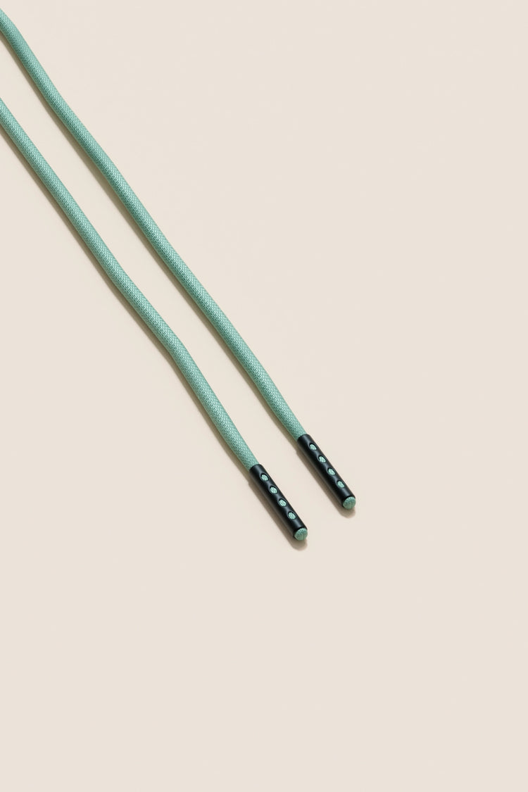 Senkels Mint Green 2.5mm Round Waxed Shoelaces with Black Matte Aglets