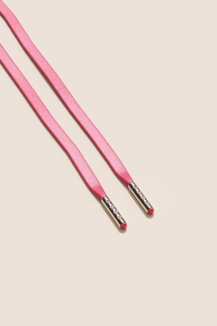 Senkels Pink 3mm Flat Waxed Shoelaces with Nickel Aglets