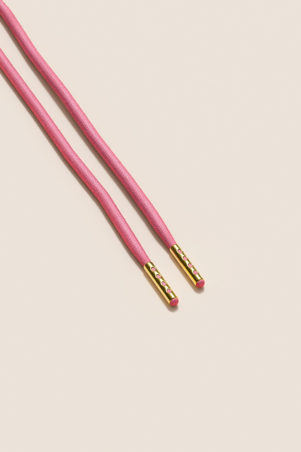 Senkels Pink 4mm Round Waxed Shoelaces with Gold Aglets