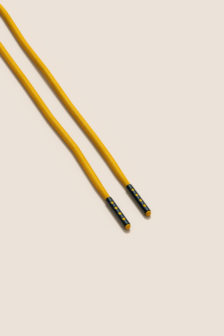 Senkels Yellow 2.5mm Round Waxed Shoelaces with Black Matte Aglets