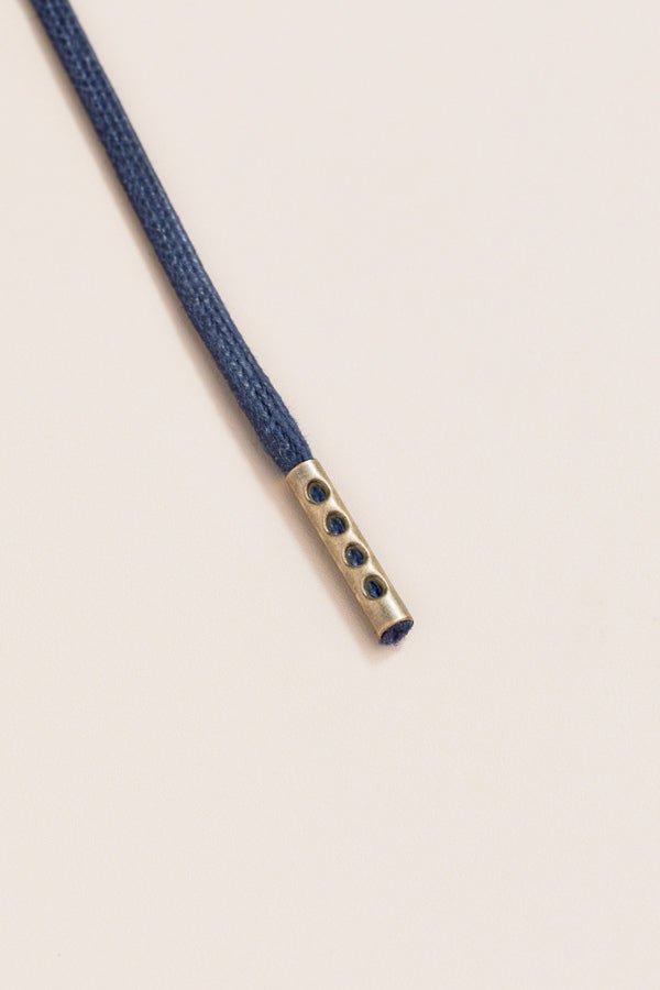 Dark Blue - 4mm round waxed shoelaces for boots and shoes made from 100% organic cotton - Senkels